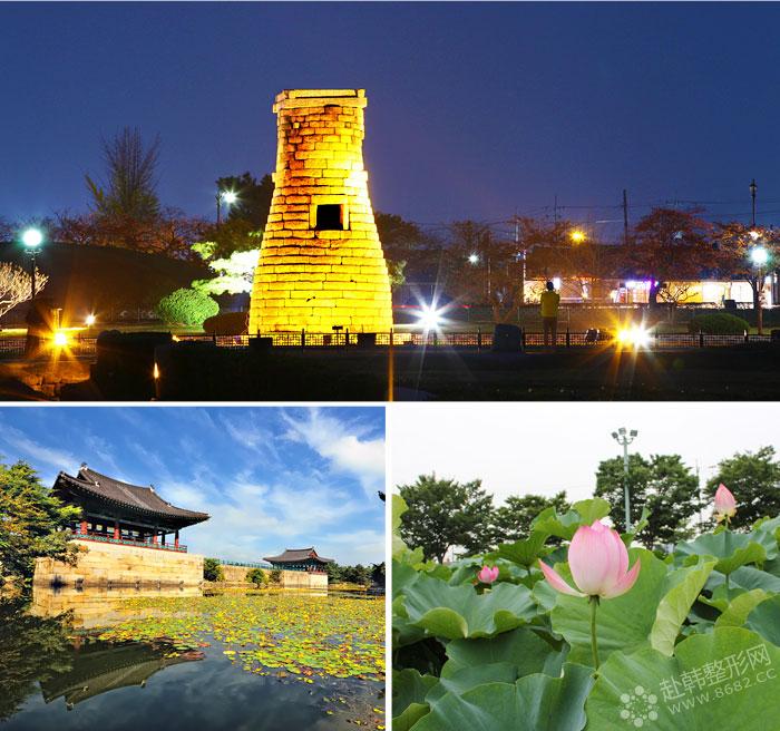 瞻星台夜景、东宫与月池